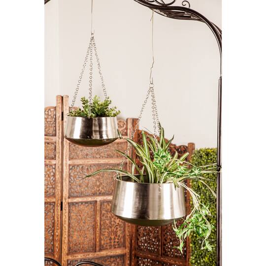 Silver Metal Glam Planter Set, 5" & 7"
